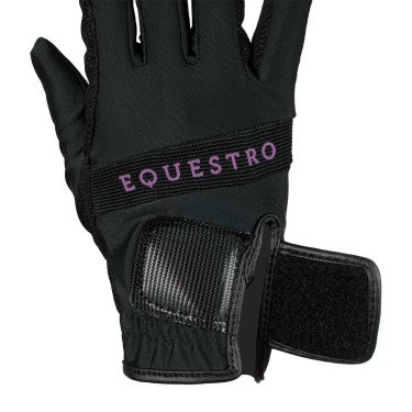Luvas em tecido técnico com logótipo multicolorido Equestro Preto / roxo Luvas em tecido técnico com logótipo multicolorido Equestro Preto / roxo