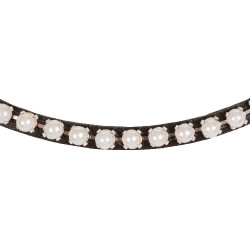 Frontal em couro de vitela com pérolas Acavallo Castanho escuro / branco