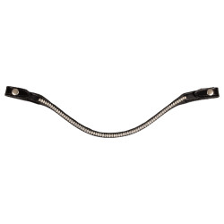 Frontal em couro de vitelo com cristais ovais Acavallo Preto / transparente