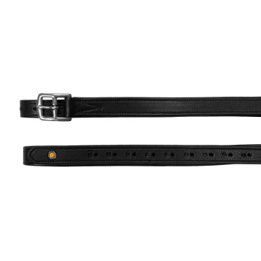 Estribos de couro duplo com fivelas curvas Equestro Preto