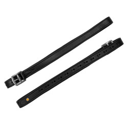 Estribos de couro duplo com fivelas curvas Equestro Preto