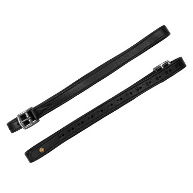 Estribos de couro duplo com fivelas curvas Equestro Preto