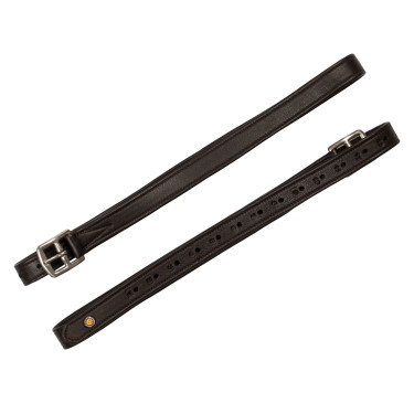 Estribos de couro duplo com fivelas curvas Equestro Castanho escuro