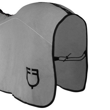 Cobertor de lã polar com fecho frontal com aba GP Equestro Cinzento