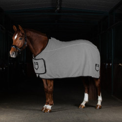 Cobertor de lã polar com fecho frontal com aba GP Equestro Cinzento