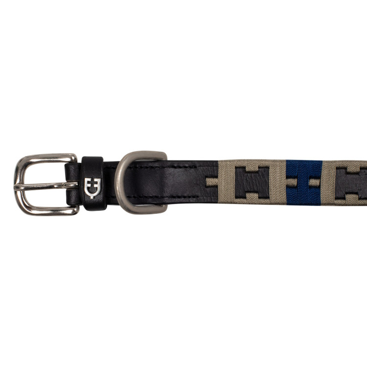 Coleira de couro para cão com padrão geométrico Polo H Equestro Coleira de couro para cão com padrão geométrico Polo H Equestro