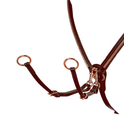 Peitoral com clincher e forquilha em couro ouro rosa Equestro Peitoral com clincher e forquilha em couro ouro rosa Equestro