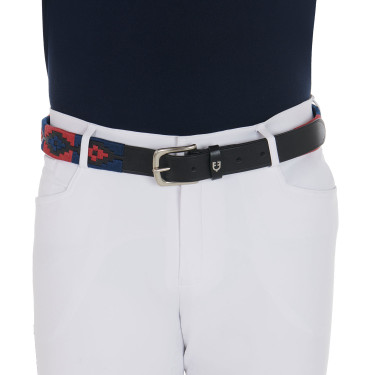 Cinto de couro com padrão sudoeste Equestro Preto / azul / bordô Multicolor