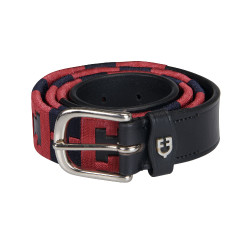 Cinto de couro com padrão geométrico Equestro Preto / azul / bordô