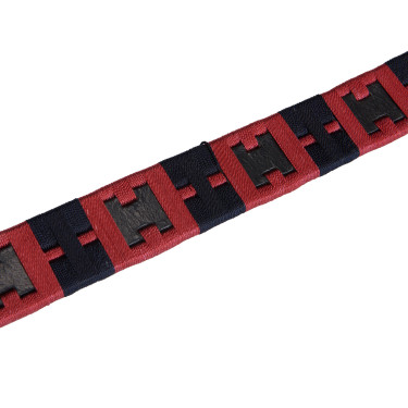 Cinto de couro com padrão geométrico Equestro Preto / azul / bordô Multicolor