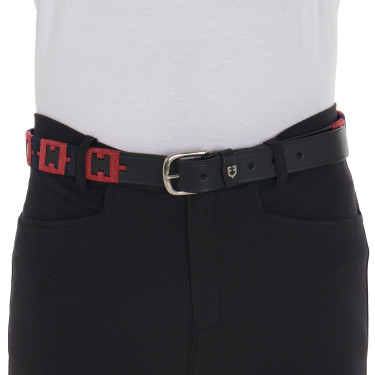 Cinto de couro com padrão geométrico Equestro Preto / azul / bordô Multicolor