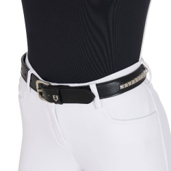 Cinto de couro com tachas prateadas Equestro Preto / prata