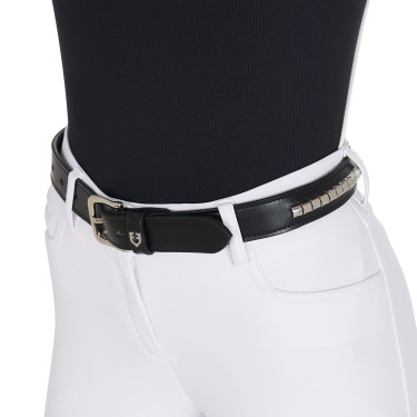 Cinto de couro com tachas prateadas Equestro Preto / prata