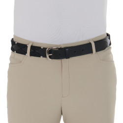 Cinto de couro com bordado preto e branco Equestro Preto