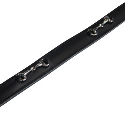 Cinto inglês de couro com embocadura eggbutt Equestro Preto / prata