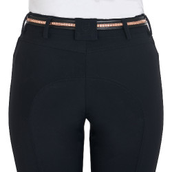 Cinto inglês de couro com clincher em ouro rosa Equestro Preto