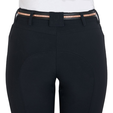 Cinto inglês de couro com clincher em ouro rosa Equestro Preto