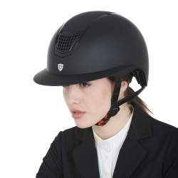 Capacete ultraleve em plástico fosco resistente com viseira larga (3 acolchoamentos) Eclipse Equestro Preto / preto