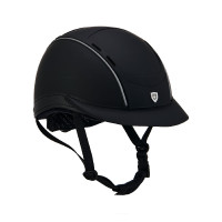 Capacete Phantom com logotipo frontal e inserções em couro Equestro Preto Capacete Phantom com logotipo frontal e inserções em couro Equestro Preto