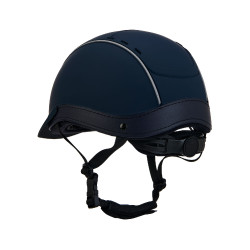 Capacete Phantom com logotipo frontal e inserções em couro Equestro Marinho Azul-marinho