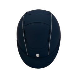 Capacete Phantom com logotipo frontal e inserções em couro Equestro Marinho Azul-marinho