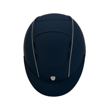 Capacete Phantom com logotipo frontal e inserções em couro Equestro Marinho Azul-marinho