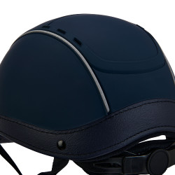 Capacete Phantom com logotipo frontal e inserções em couro Equestro Marinho Azul-marinho