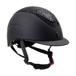 Capacete feminino Galaxy com viseira estreita e strass Equestro Preto / preto brilhante