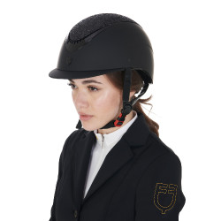 Capacete feminino Galaxy com viseira estreita e strass Equestro Preto / preto brilhante