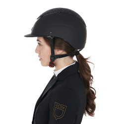 Capacete feminino Galaxy com viseira estreita e strass Equestro Preto / preto brilhante