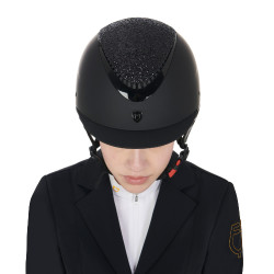 Capacete feminino Galaxy com viseira estreita e strass Equestro Preto / preto brilhante