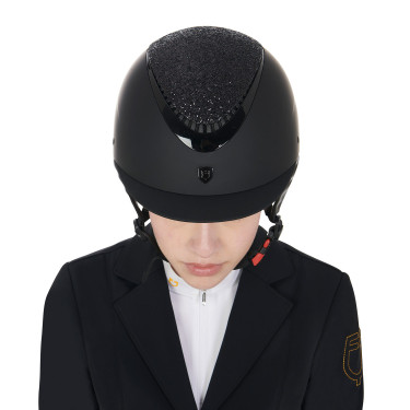 Capacete feminino Galaxy com viseira estreita e strass Equestro Preto / preto brilhante