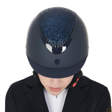 Capacete feminino Galaxy com viseira estreita e strass Equestro Marinho / marinho brilhante Azul