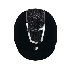 Capacete de veludo ultraleve com strass Eclipse Equestro Preto / prata