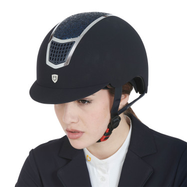 Capacete de veludo ultraleve com strass Eclipse Equestro Marinho / prateado Azul