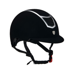 Capacete Eclipse em veludo liso (3 acolchoamentos) Equestro Preto / prata