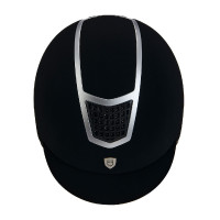 Capacete Eclipse em veludo liso (3 acolchoamentos) Equestro Preto / ouro rosa