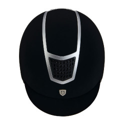 Capacete Eclipse em veludo liso (3 acolchoamentos) Equestro Preto / prata