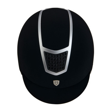 Capacete Eclipse em veludo liso (3 acolchoamentos) Equestro Preto / prata