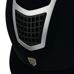 Capacete Eclipse em veludo liso (3 acolchoamentos) Equestro Preto / prata