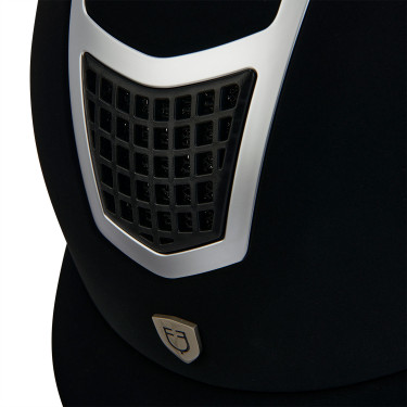 Capacete Eclipse em veludo liso (3 acolchoamentos) Equestro Preto / prata