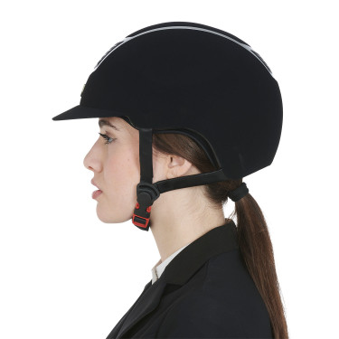 Capacete Eclipse em veludo liso (3 acolchoamentos) Equestro Preto / prata