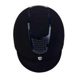 Capacete Eclipse em veludo liso (3 acolchoamentos) Equestro Marinho / marinho Azul