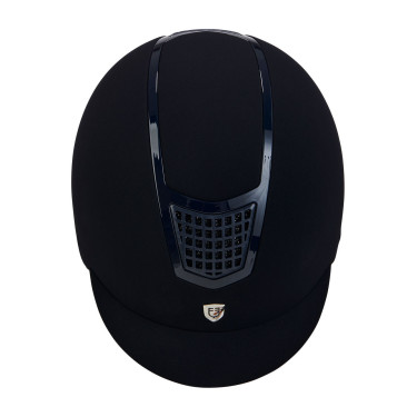 Capacete Eclipse em veludo liso (3 acolchoamentos) Equestro Marinho / marinho Azul