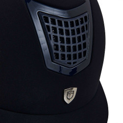 Capacete Eclipse em veludo liso (3 acolchoamentos) Equestro Marinho / marinho Azul