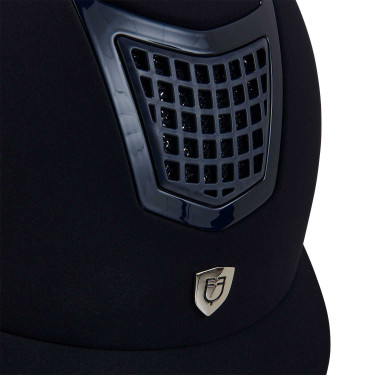 Capacete Eclipse em veludo liso (3 acolchoamentos) Equestro Marinho / marinho Azul