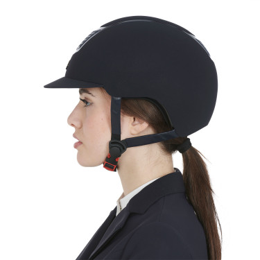 Capacete Eclipse em veludo liso (3 acolchoamentos) Equestro Marinho / marinho Azul