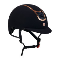 Capacete Eclipse em veludo liso (3 acolchoamentos) Equestro Marinho / ouro rosa Azul-marinho