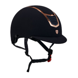 Capacete Eclipse em veludo liso (3 acolchoamentos) Equestro Marinho / ouro rosa Azul-marinho