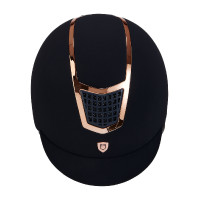 Capacete Eclipse em veludo liso (3 acolchoamentos) Equestro Marinho / ouro rosa Azul-marinho